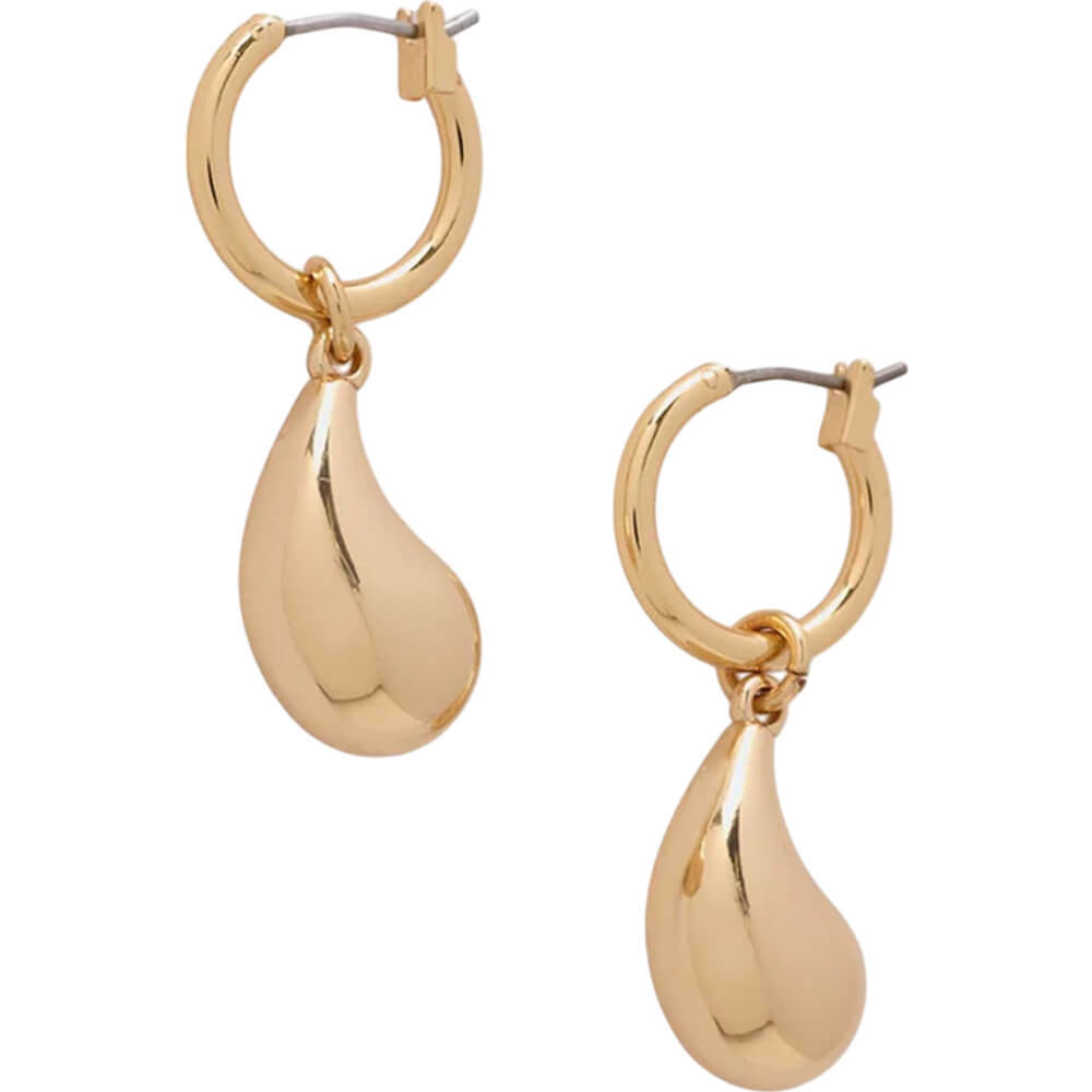 Mint Velvet Gold Tone Drop Hoop Earrings